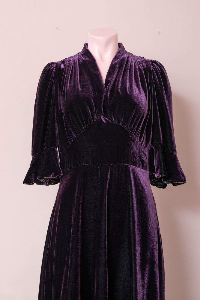 Silk Purple Velvet Midi Joan Sample