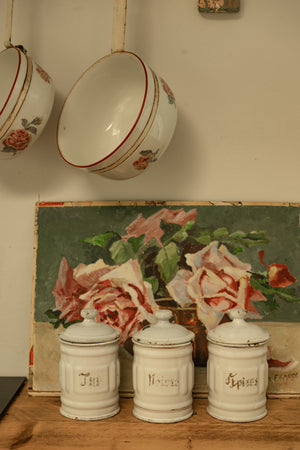 Vintage French tea, coffee and sugar tins