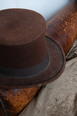 Antique brown felt top hat