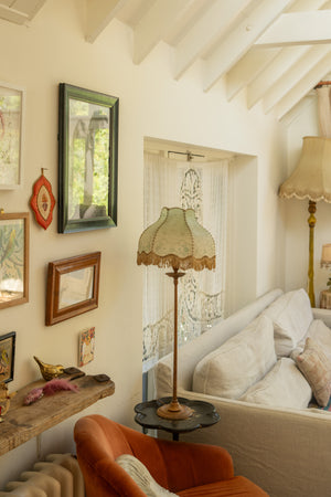 Antique 1920s fringe lamp