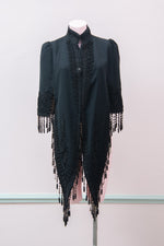 Antique crepe coat with fringe