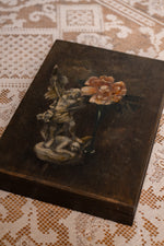 Antique floral wooden box