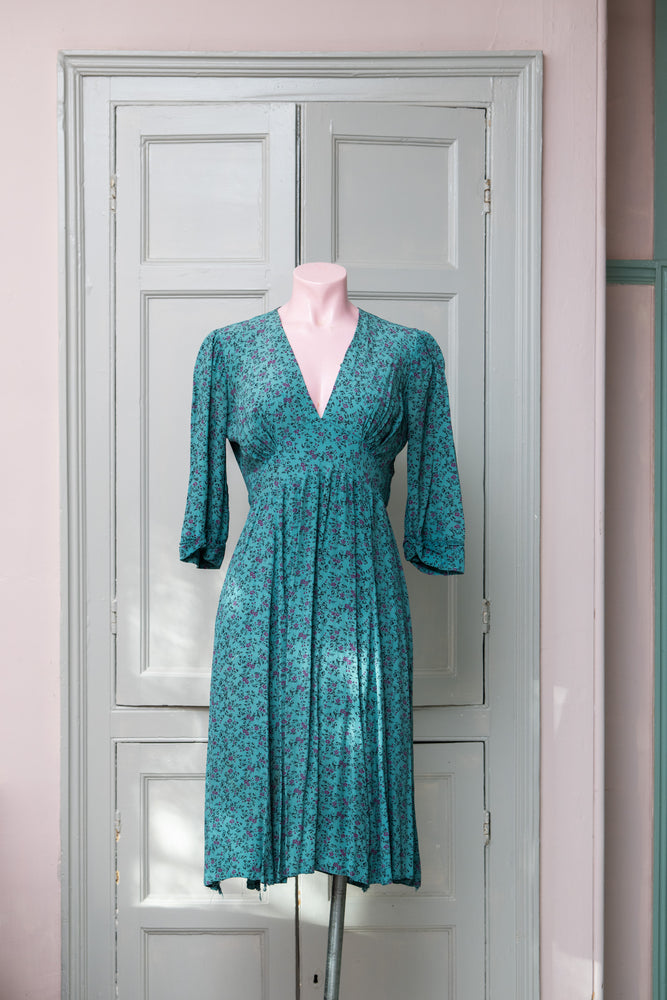 Original vintage 1930s rayon floral dress