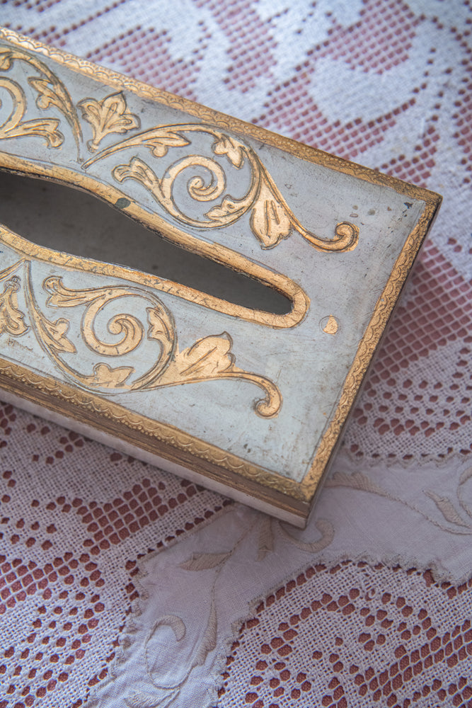 Antique florentine tissue box