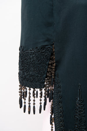 Antique crepe coat with fringe