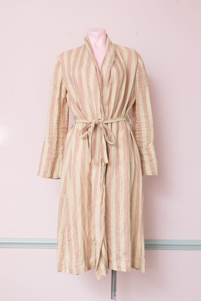 Pink and white striped dressing gown sample
