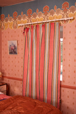 Antique french striped curtain panel