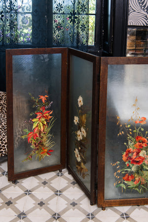 Antique glass floral screen
