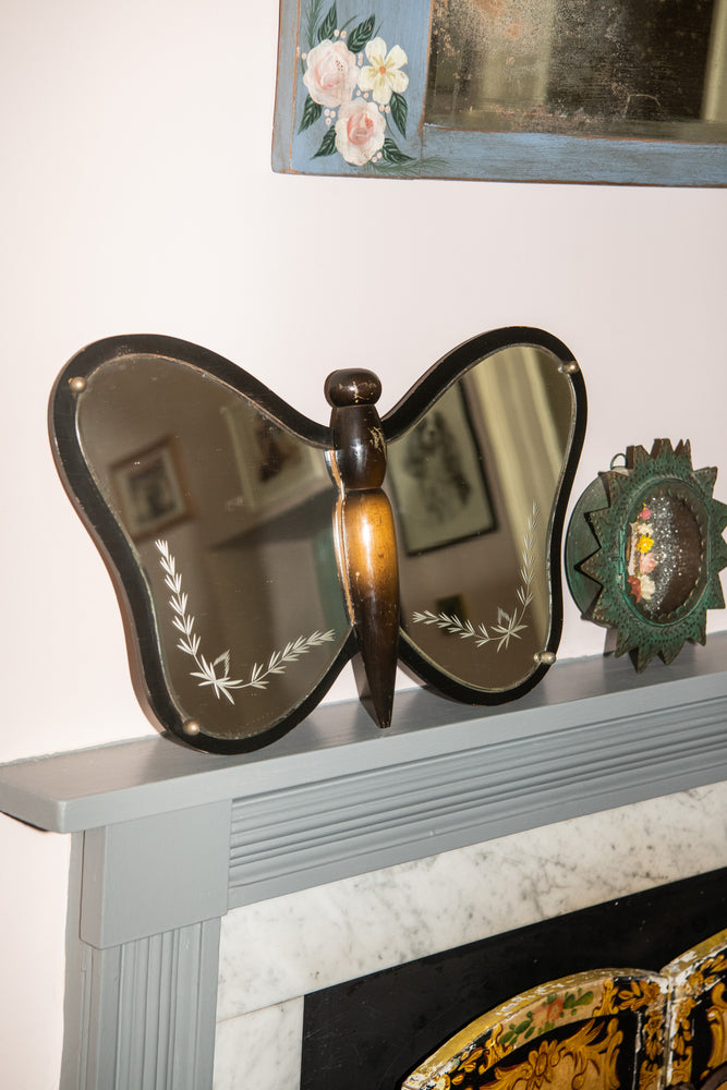 Antique rare art deco butterfly mirror