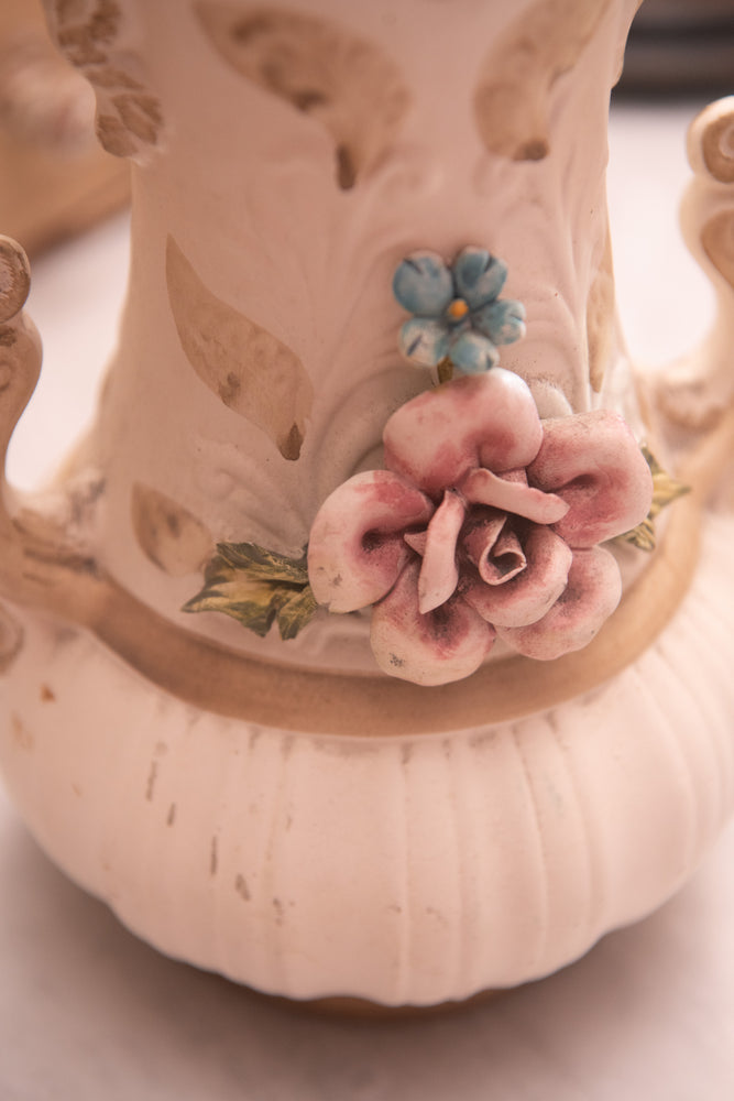 Large Antique floral ceramic vase