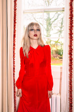 Red silk crepe de chine Nancy dress