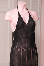 Martine Sitbone black crochet sparkly halterneck dress