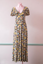 Vintage floral 70s jersey dress