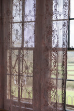 Brown lace curtain panel