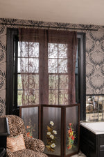 Brown lace curtain panel