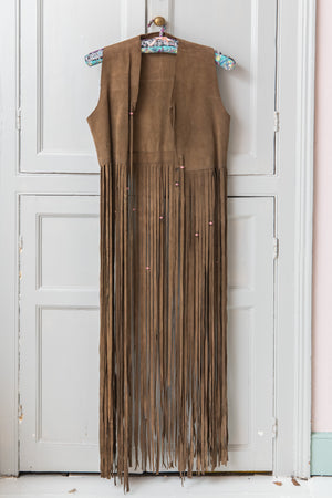 Vintage suede fringe waistcoat