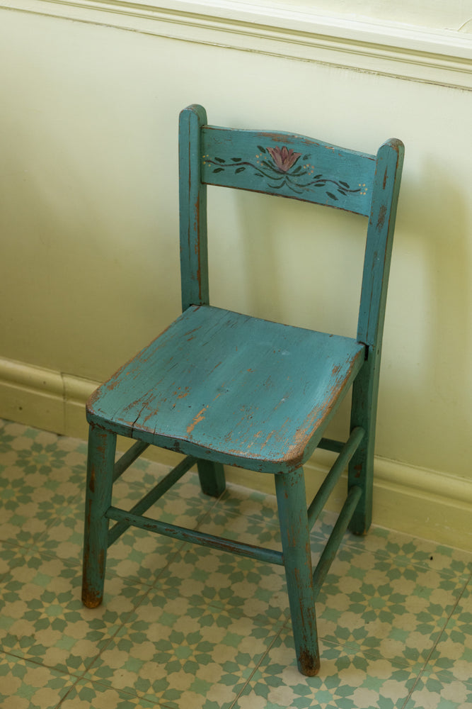 Antique floral painted childs chair