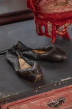 Antique french black leather ballet shoes