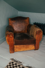 Antique leather 30s tub chair