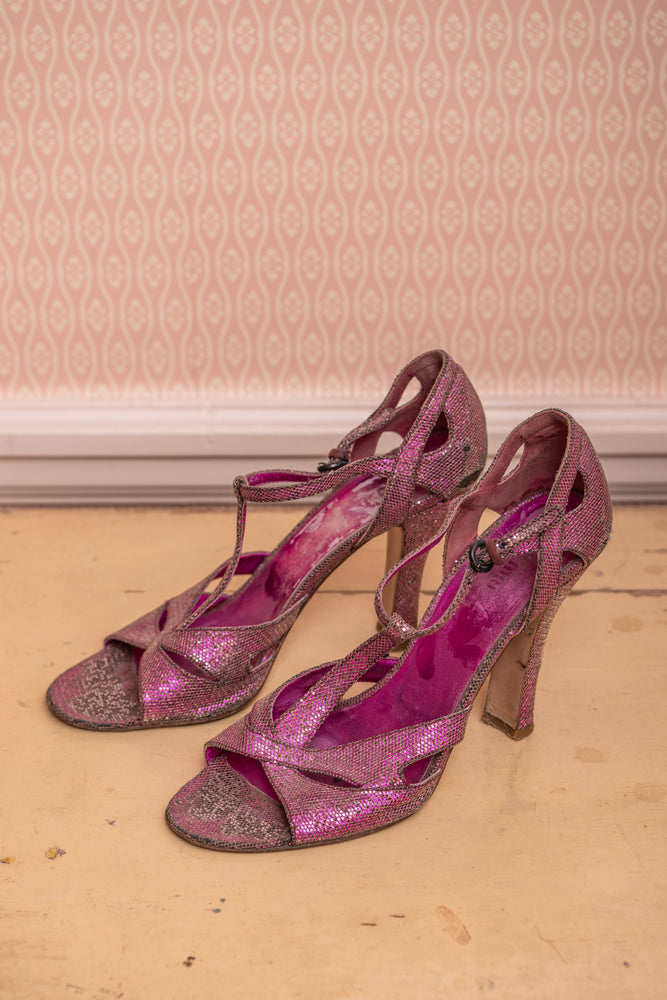 Vintage glitter pink Miu Miu shoes