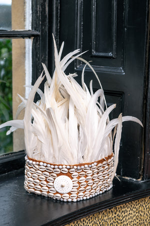 Antique feather beaded headpiece