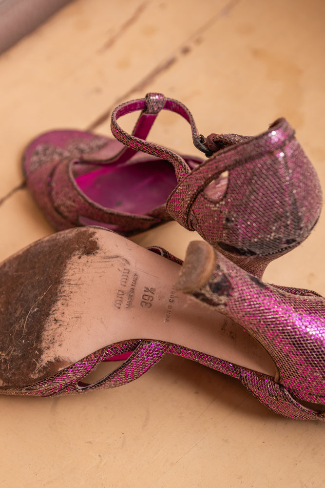 Vintage glitter pink Miu Miu shoes