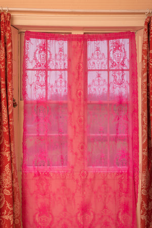 Pink lace curtain sample