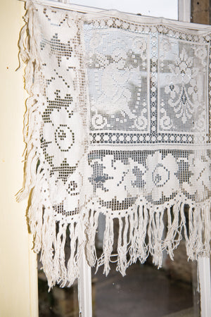 Vintage crochet cafe curtain