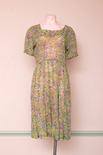 Original 1930s green floral dress with some discolour!