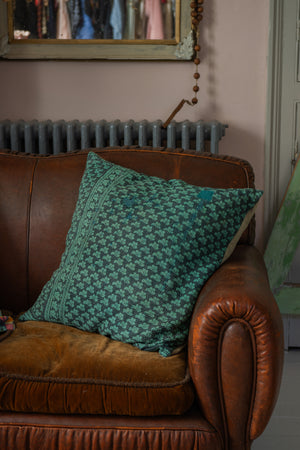 Pair of large vintage Kantha square cushions