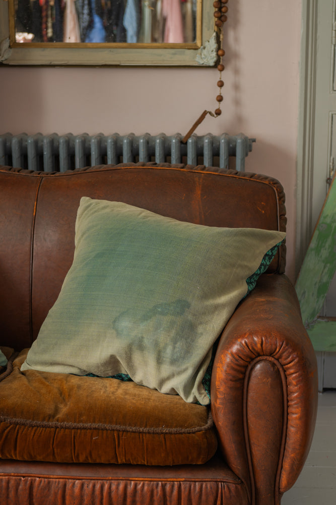 Pair of large vintage Kantha square cushions