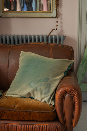 Pair of large vintage Kantha square cushions