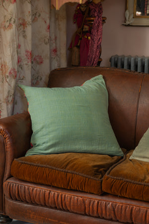 Pair of large vintage Kantha square cushions
