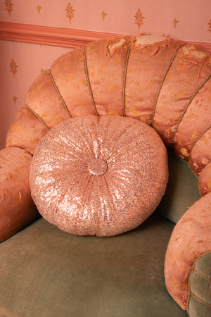 Trash Velvet x Pearl Lowe Pink Sequin Round Cushion