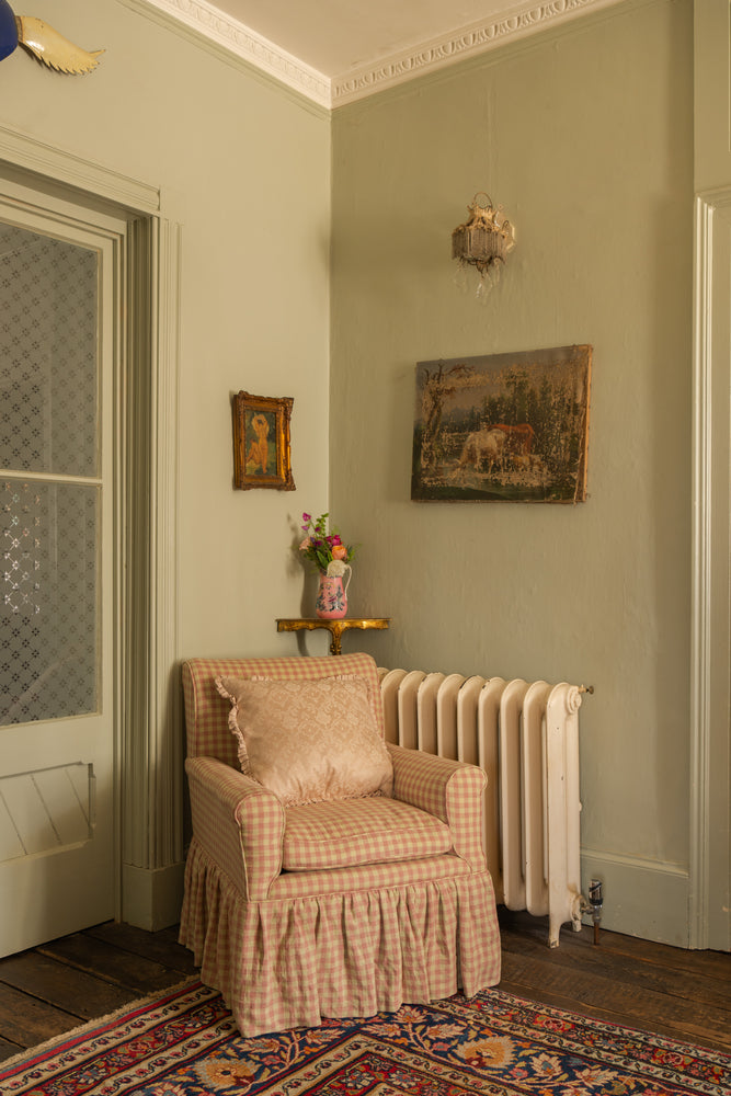 Vintage pink cushion with frill