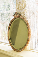 Antique Barbola circular bevelled mirror