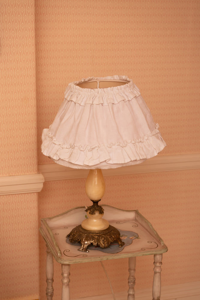 Vintage white linen lampshade cover