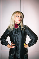 Burgundy detachable flower on Velvet collar