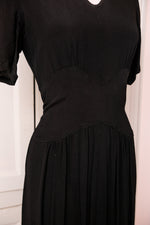 Vintage 40s black crepe dress