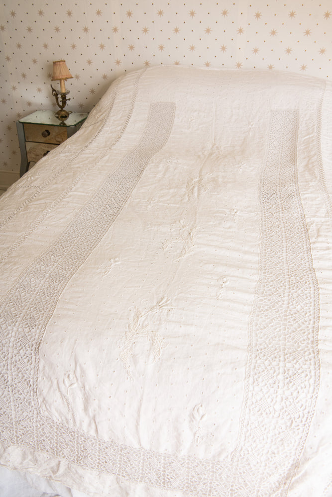 Vintage white cotton bedspread