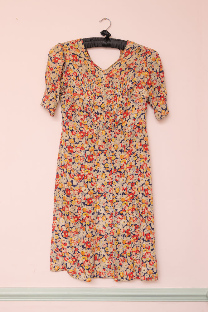 Original 1940s silk floral dress