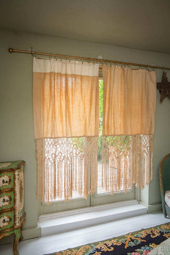 Antique fringe pair of curtains