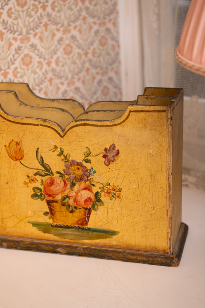 Antique French Floral Magazine Rack