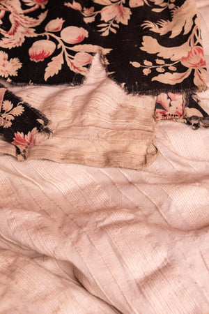 Antique lined black floral curtain
