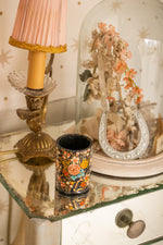 Vintage wooden floral pen holder