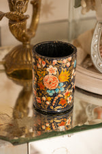 Vintage wooden floral pen holder