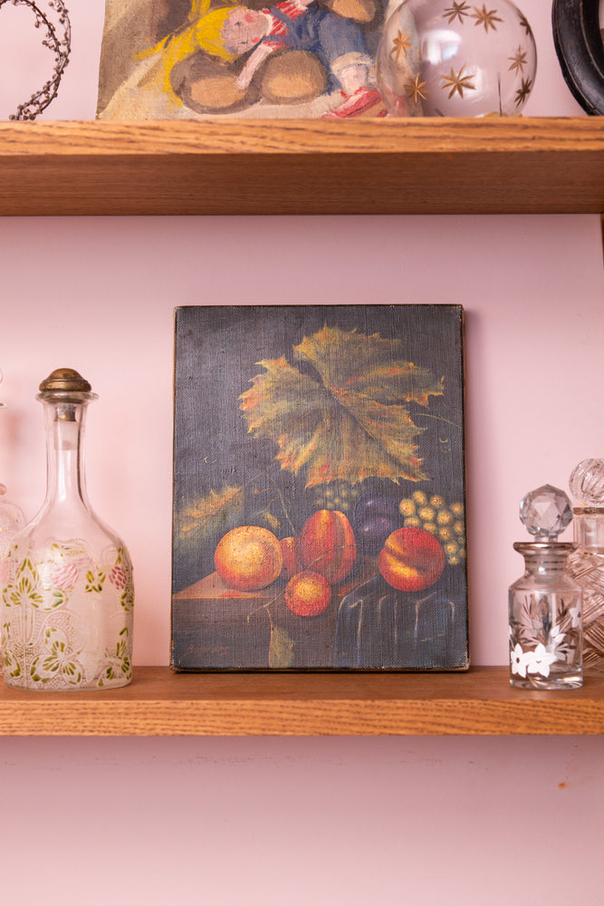Antique French oil fruit painting