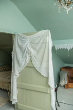 Antique french bed lace drape