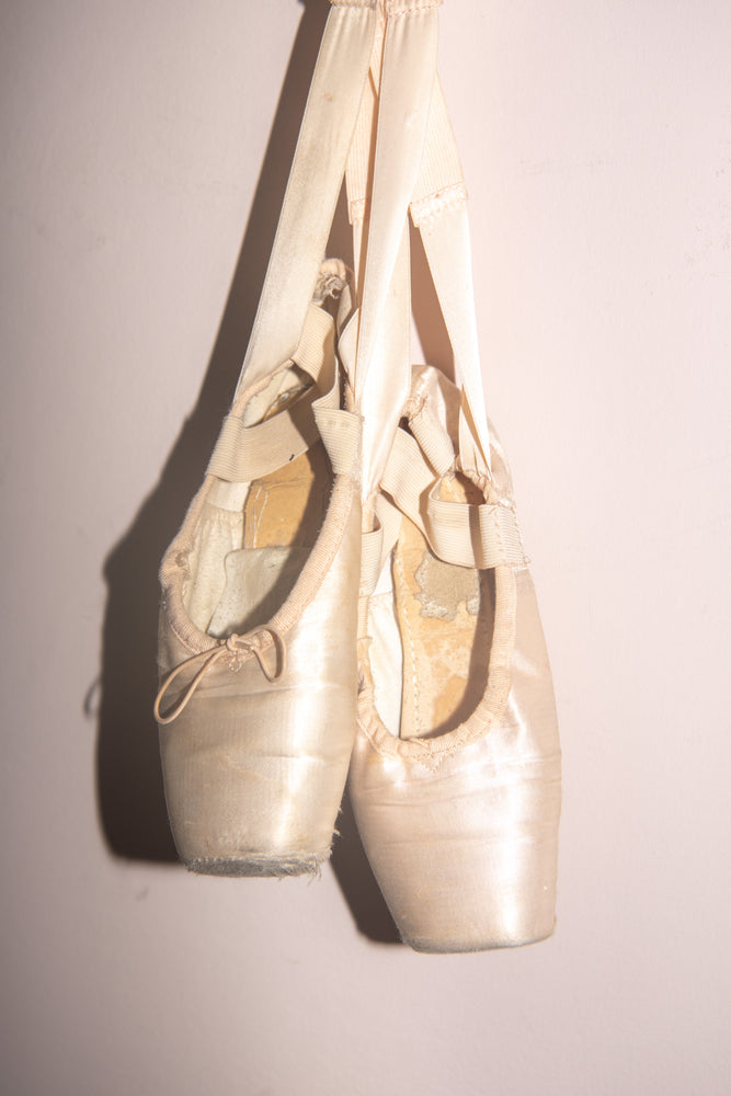 Antique pink point ballet shoes