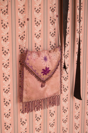 Antique pink 1920s beaded bag
